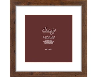 Rustic Light Walnut 16x16 Picture Frame with White Mat