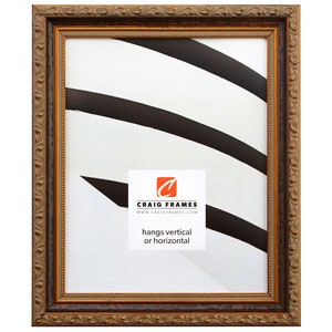 Regence, Amber and Gold Ornate Picture Frame, 1.25&quot; Wide, 35 Common Sizes (9487) Craig Frames