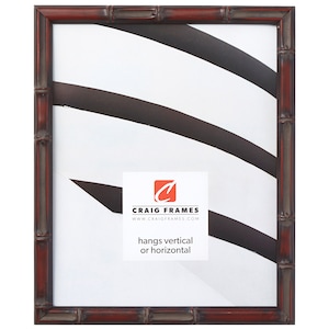 Vintage Bamboo, Brushed Mahogany Picture Frame, .75" Wide, 35 Common Sizes (8575), Craig Frames, Thin Picture Frame, Red Bamboo Photo Frame