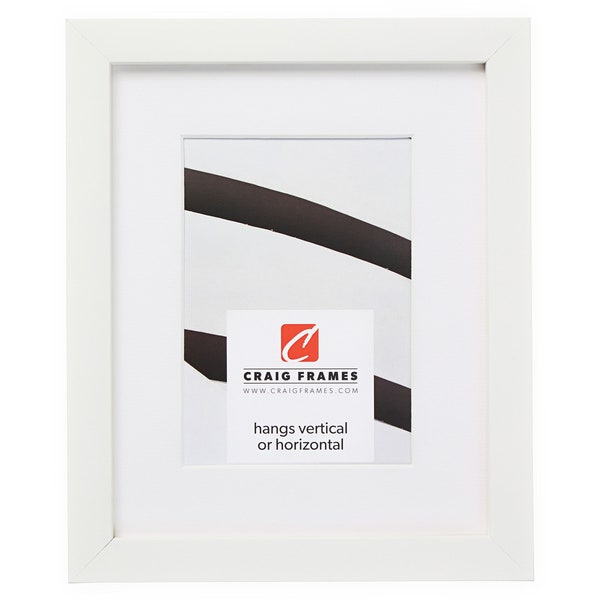 Confetti, Modern White Picture Frame With Single White Mat, .875" Wide, 34 Common Sizes (140653) Craig Frames