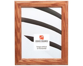 Honey Brown Wood Picture Frame, Traditional Style, 1.25" Wide