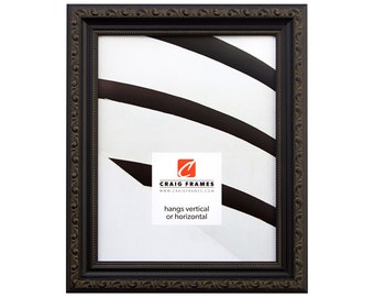 Ancien Ornate, Antique Black Picture Frame, 1.25&quot; Wide, 35 Common Sizes (10187) Craig Frames, Thin Ornate Black Frame, Custom Picture Frame