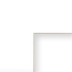May include: A rectangular mirror with a light beige frame. The mirror's surface is white, reflecting light. The design is simple and minimalist.