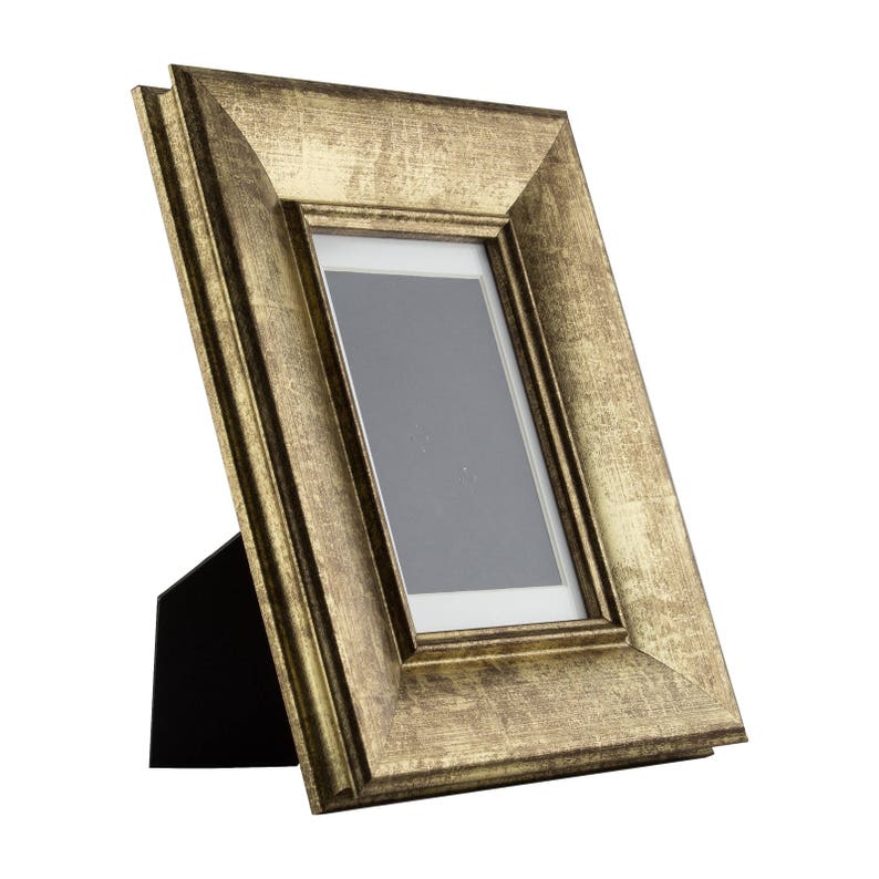 Craig Frames 4x6 Inch Vintage Gold Standing Picture Frame Mat With Single Opening 2 Wide 2123150406easel1