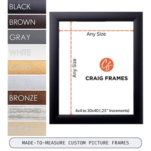 Made-to-Measure Custom Picture Frame, 4x4 to 30x40, 1" Simple Modern Frame, (8) Colors, Wall Hanging, Great for Puzzles Too