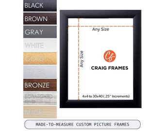 Made-to-Measure Custom Picture Frame, 4x4 to 30x40, 1" Simple Modern Frame, (8) Colors, Wall Hanging, Great for Puzzles Too