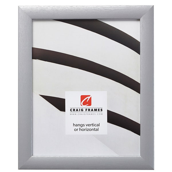 Contemporary 1", Brushed Silver Picture Frame, 1" Wide, 65 Sizes (23247018) Craig Frames Simple Thin Silver Picture Frame Modern Frame