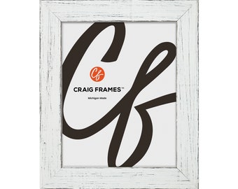 Jasper, Rustic Marshmallow White Picture Frame, 1.5&quot; Wide, 25 Common Sizes with Glass Facing (B921) Craig Frames Rustic Farmhouse Frame