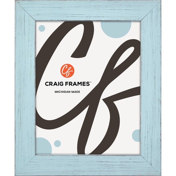 Jasper, Rustic Sky Blue Picture Frame with Glass, 1.5" Wide, 25 Common Sizes (B930) Craig Frames