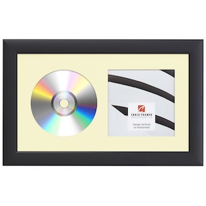 Light Yellow CD Display Mat Complete w/ 1&quot; Wide Black Picture Frame (CD1WB3LTYL) Craig Frames, Compact Disc Booklet Arrangement, Music Décor