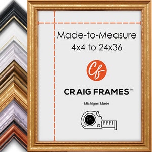 Made-to-Measure Custom Picture Frame, 4x4 to 24x36, 0.75&quot; Ornate Frame, (7) Colors, Wall Hanging, Great for Puzzles Too