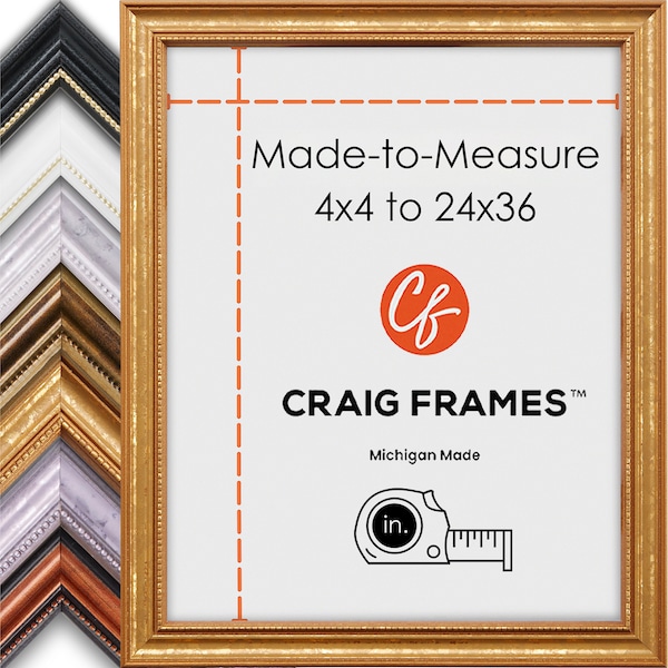 Made-to-Measure Custom Picture Frame, 4x4 to 24x36, 0.75" Ornate Frame, (7) Colors, Wall Hanging, Great for Puzzles Too