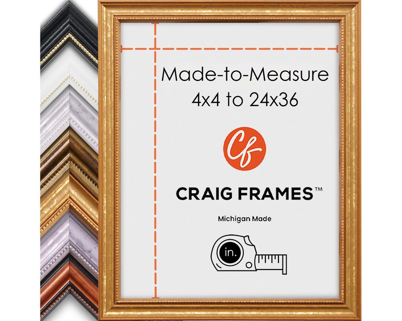 Made-to-Measure Custom Picture Frame, 4x4 to 24x36, 0.75 Ornate Frame, 7 Colors, Wall Hanging, Great for Puzzles Too image 1