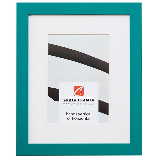 Confetti, Modern Teal Blue Picture Frame With Single White Mat, .875" Wide, 34 Common Sizes (140648) Craig Frames