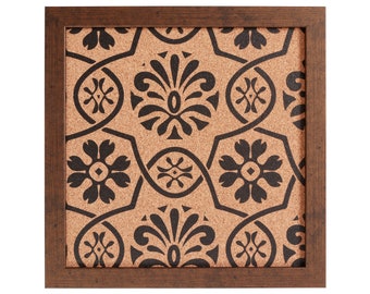 Floral Cork Bulletin Board, Copper Frame, 12x12 Wall Decor