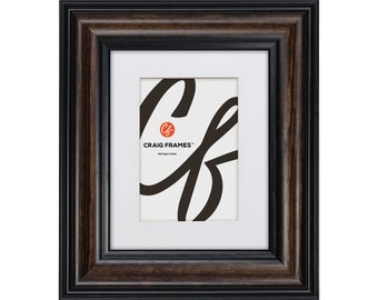 Walnut Brown Wood Picture Frame, White Mat, 2.5" Wide