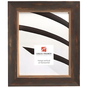 Distressed Gold Copper Picture Frame, Solid Wood, 1.625" Wide
