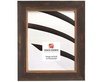 Distressed Gold Copper Picture Frame, Solid Wood, 1.625" Wide