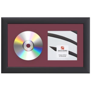 Burgundy CD Display Mat Complete w/ 1&quot; Wide Black Picture Frame (CD1WB3BGDY) Craig Frames, Compact Disc Booklet Arrangement, Music Art Décor
