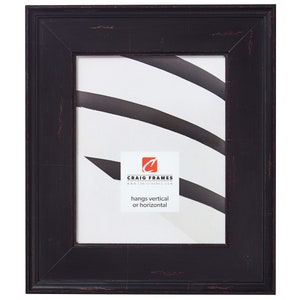 Antique Black Picture Frame, Red Distressed Wood, 2.5" Wide