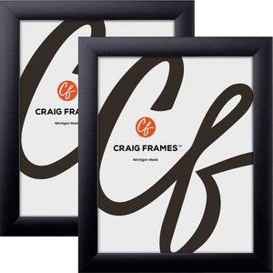 Contemporary 1&quot;, Modern Black Picture Frame, 1&quot; Wide, Set of Two, 25 Common Sizes With Glass Facing (1WB3BK) Craig Frames