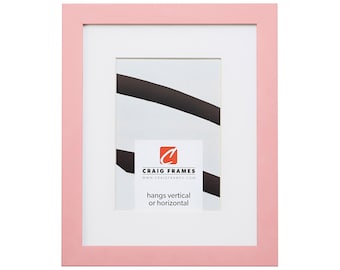 Confetti, Modern Light Pink Picture Frame With Single White Mat, .875" Wide, 34 Common Sizes (140645) Craig Frames