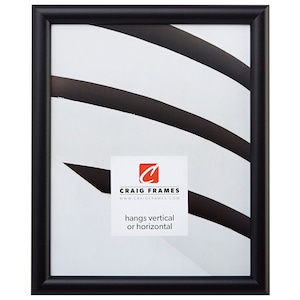 Bullnose, Contemporary Black Picture Frame, .75&quot; Wide, 70 Uncommon Sizes (FW2BK) Craig Frames