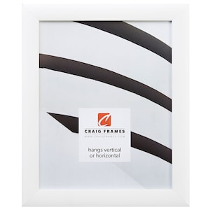Contemporary White Picture Frame, 1&quot; Wide, (23247812) Craig Frames Simple White Picture Frame with Easel Stand for Shelf Decor