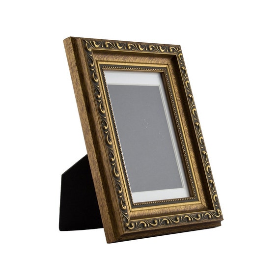 Ornate Distressed Gold Photo Frame fits 4" x 6" photo 