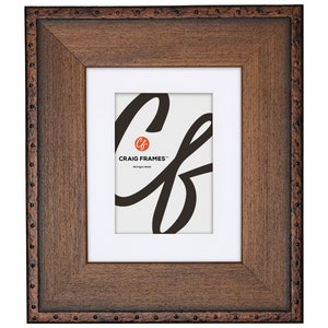 Rustic Walnut Brown Picture Frame, Riveted Industrial Style, 3" Wide