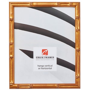 Vintage Bamboo Gold Picture Frame, 11x14 Inch, .625&quot; Wide (85761114), Craig Frames, Thin Bamboo Photo Frame, Tropical Gold Home Décor
