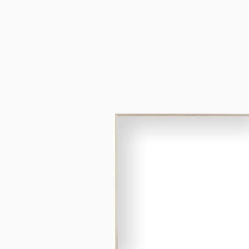May include: A white picture frame with a thin, light brown border.