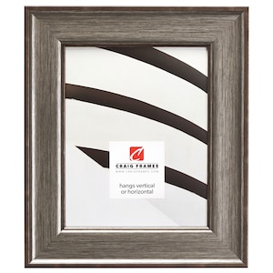 Resilience, Distressed Silver Picture Frame, 2" Wide, 35 Common Sizes (EC124) Craig Frames Picture Frame, Scratched Silver, Silver and Black