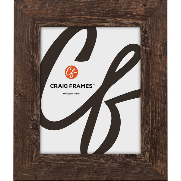 American Barn, Brown Oak Faux Barnwood Picture Frame, 2" Wide, 25 Common Sizes with Glass Facing (20277042) Craig Frames Rustic Farmhouse