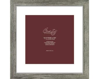Gray Barnwood Picture Frame, 12x12 White Mat, 16x16