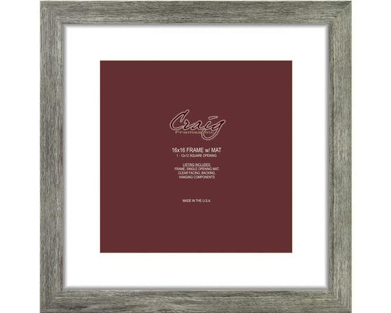 Gray Barnwood Picture Frame, 12x12 White Mat, 16x16