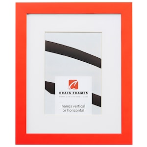 Confetti, Modern Orange Picture Frame With Single White Mat, .875&quot; Wide, 34 Common Sizes (140649) Craig Frames