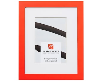 Confetti, Modern Orange Picture Frame With Single White Mat, .875" Wide, 34 Common Sizes (140649) Craig Frames