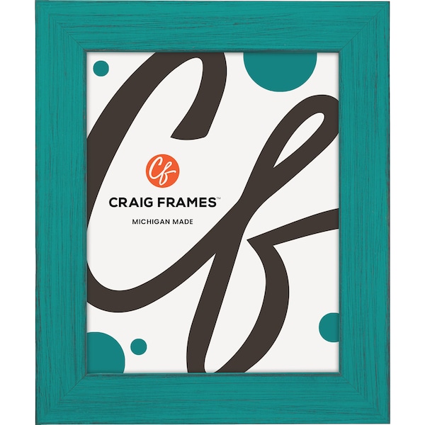 Jasper, Rustic French Teal Picture Frame with Glass, 1.5" Wide, 25 Common Sizes (B928) Craig Frames Modern Farmhouse Blue Green Turquoise