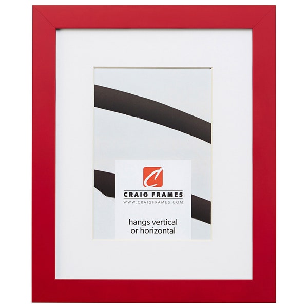 Confetti, Modern Red Picture Frame With Single White Mat, .875" Wide, 34 Common Sizes (140635) Craig Frames