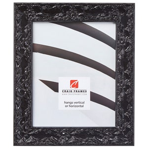 Renaissance, Ornate Obsidian Black Picture Frame, 1.75&quot; Wide, 35 Common Sizes (10733) Glossy Black Frame French Country Craig Frames