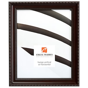 Annesbury, Dark Walnut Brown Ornate Picture Frame, 1.125&quot; Wide, 35 Common Sizes (6405) Craig Frames
