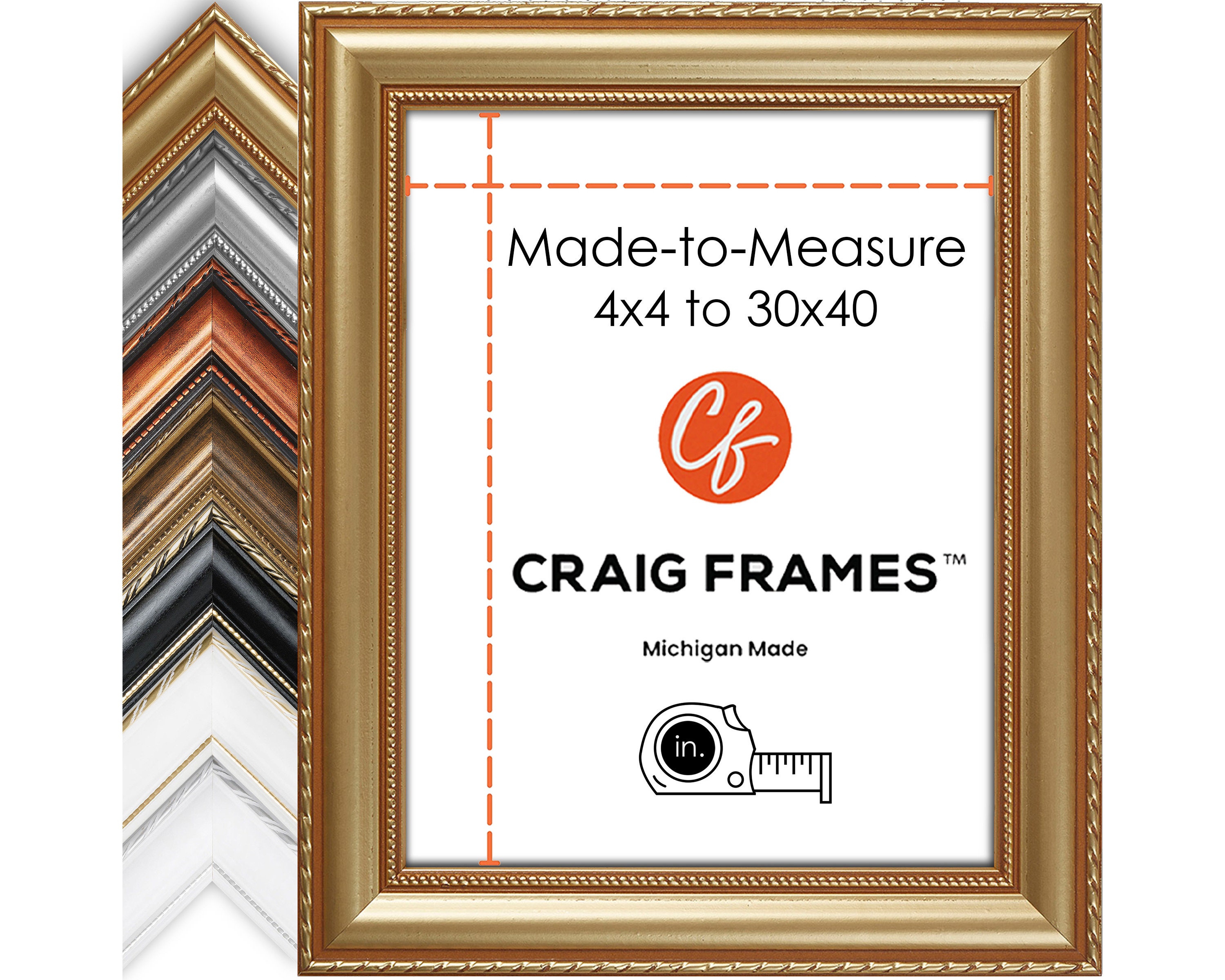 30x40 Frame Gold Real Wood Picture Frame Width 1.5 inches