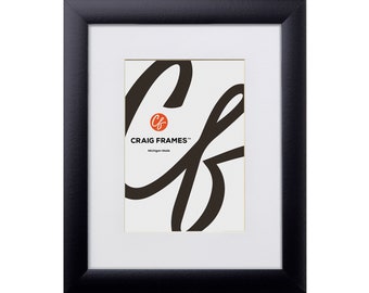 Modern Black Picture Frame with White Mat, 1 inch Wide