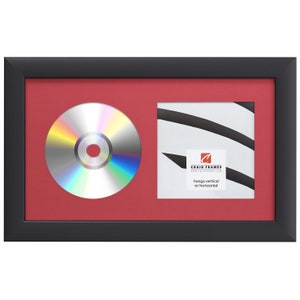 Red CD Display Mat Complete w/ 1&quot; Wide Black Picture Frame (CD1WB3RD) Craig Frames, Compact Disc Booklet Arrangement, Framed Music Art Décor