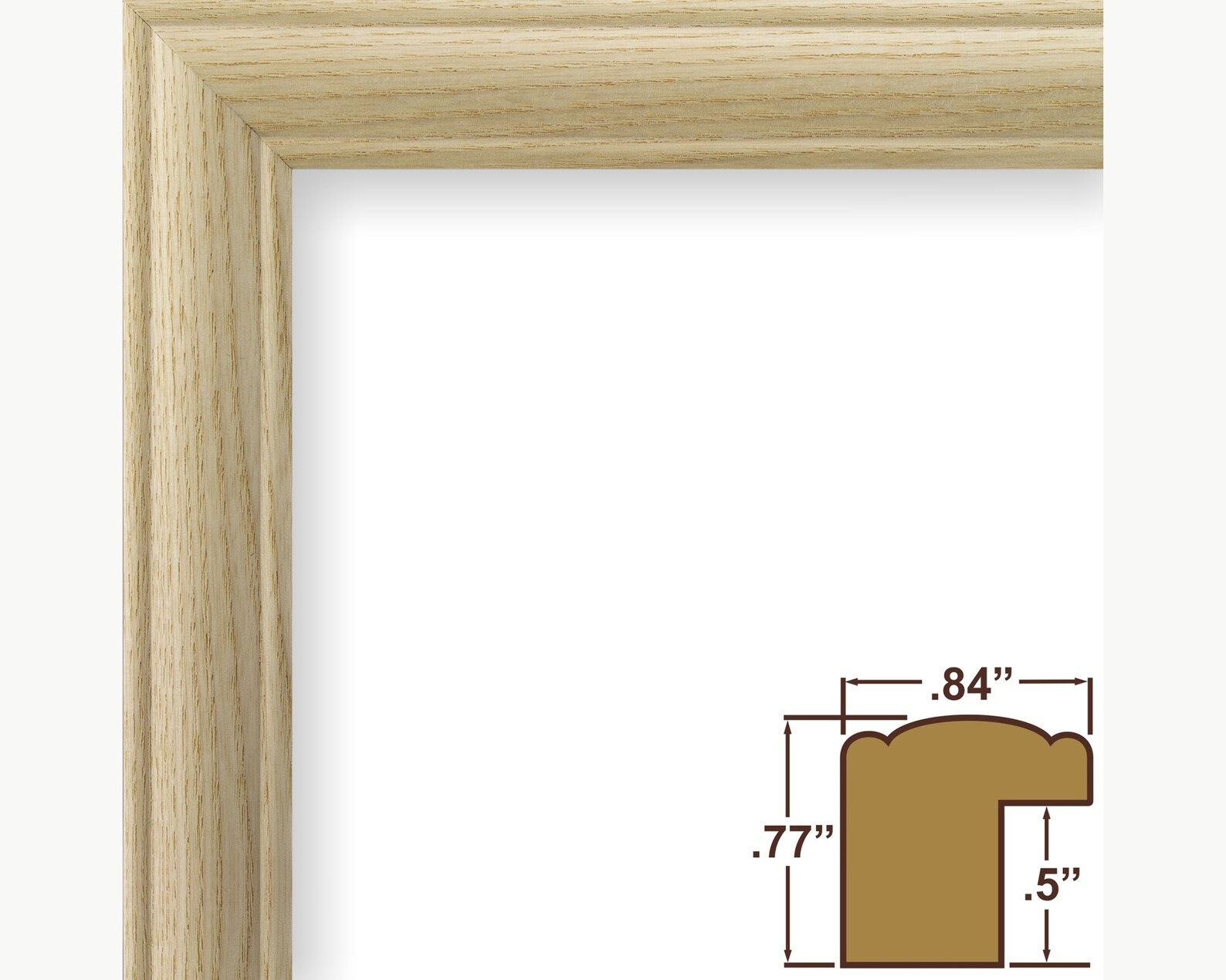 Raw Ash Wood Picture Frame, Traditional Style, .875