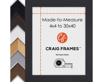 Made-to-Measure Custom Picture Frame, 4x4 to 30x40, 1" Essentials Puzzle Frame, (6) Colors, With Glass or Plexiglass & Backing, Wall Hanging