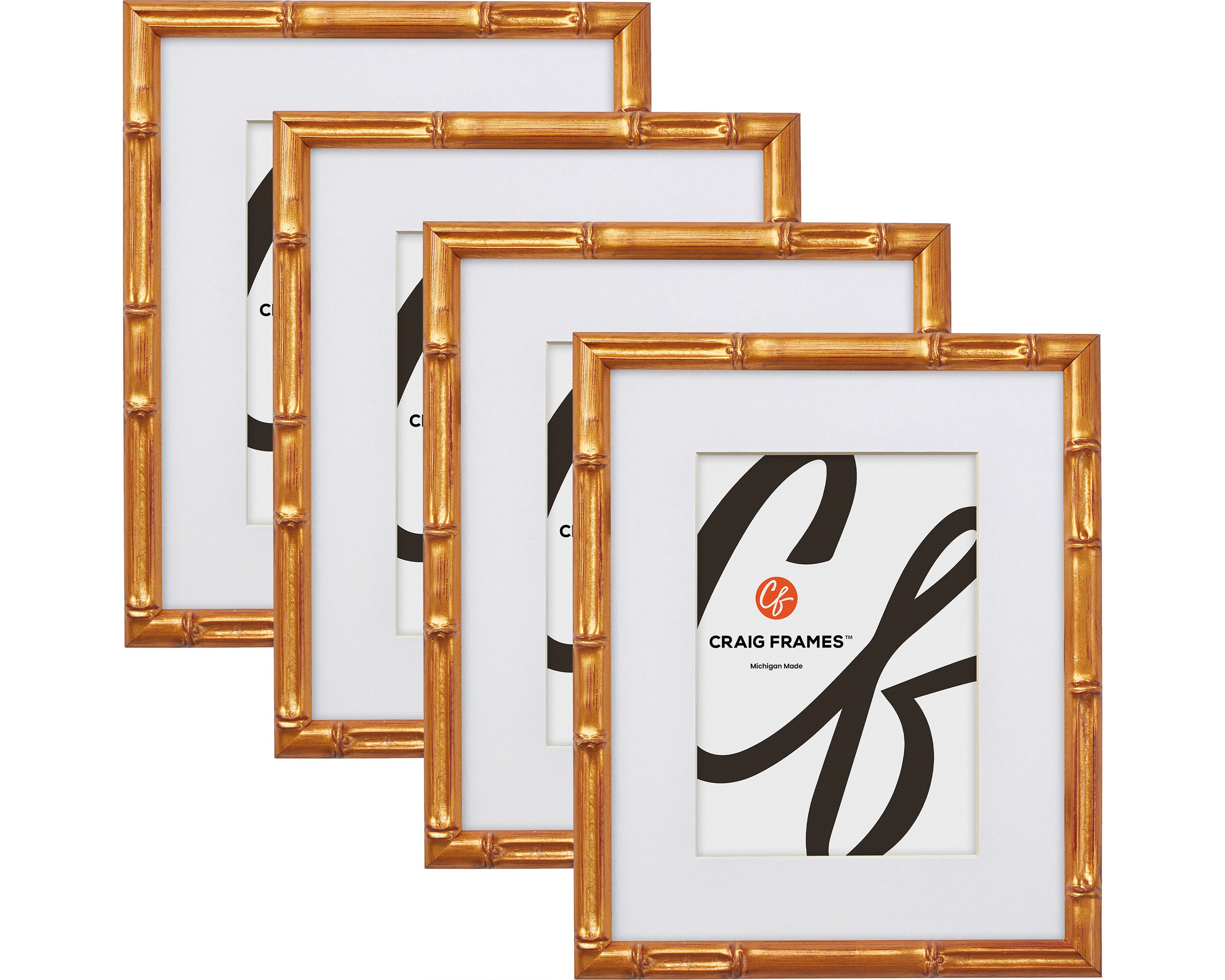 Gold Bamboo Picture Frame Set, Tropical Decor, White Mat - Etsy