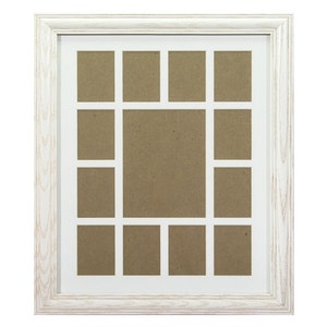 Wiltshire 440, Whitewash School Years Frame, 12x16 Inch, Single White Collage Mat with 13 Openings (529121601C32A) Craig Frames, Wallet Size