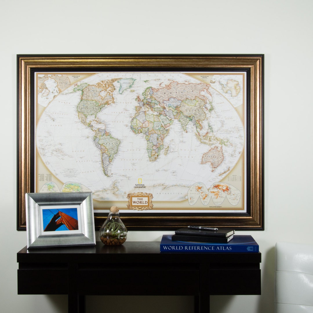 National Geographic World Push Pin Travel Map, Copper Black Frame ...